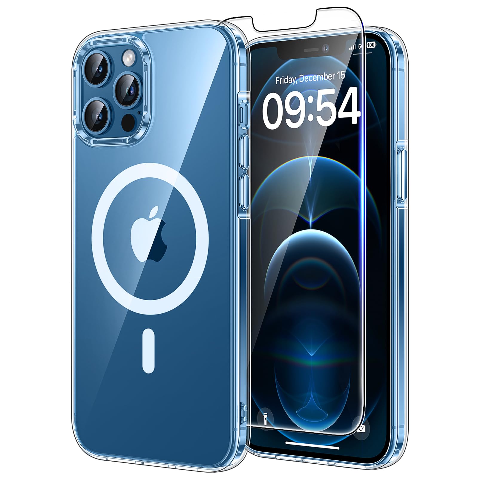 TAURI Coque Magnétique pour iPhone 12 Pro Max avec Protection écran, [Compatible