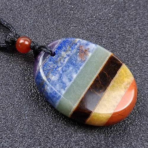 Miniatura 4 de Collar de 7 piedras de chakras, collar de cristal con colgante de piedras preciosas para terapia de equilibrio de chakras, colección de piedras