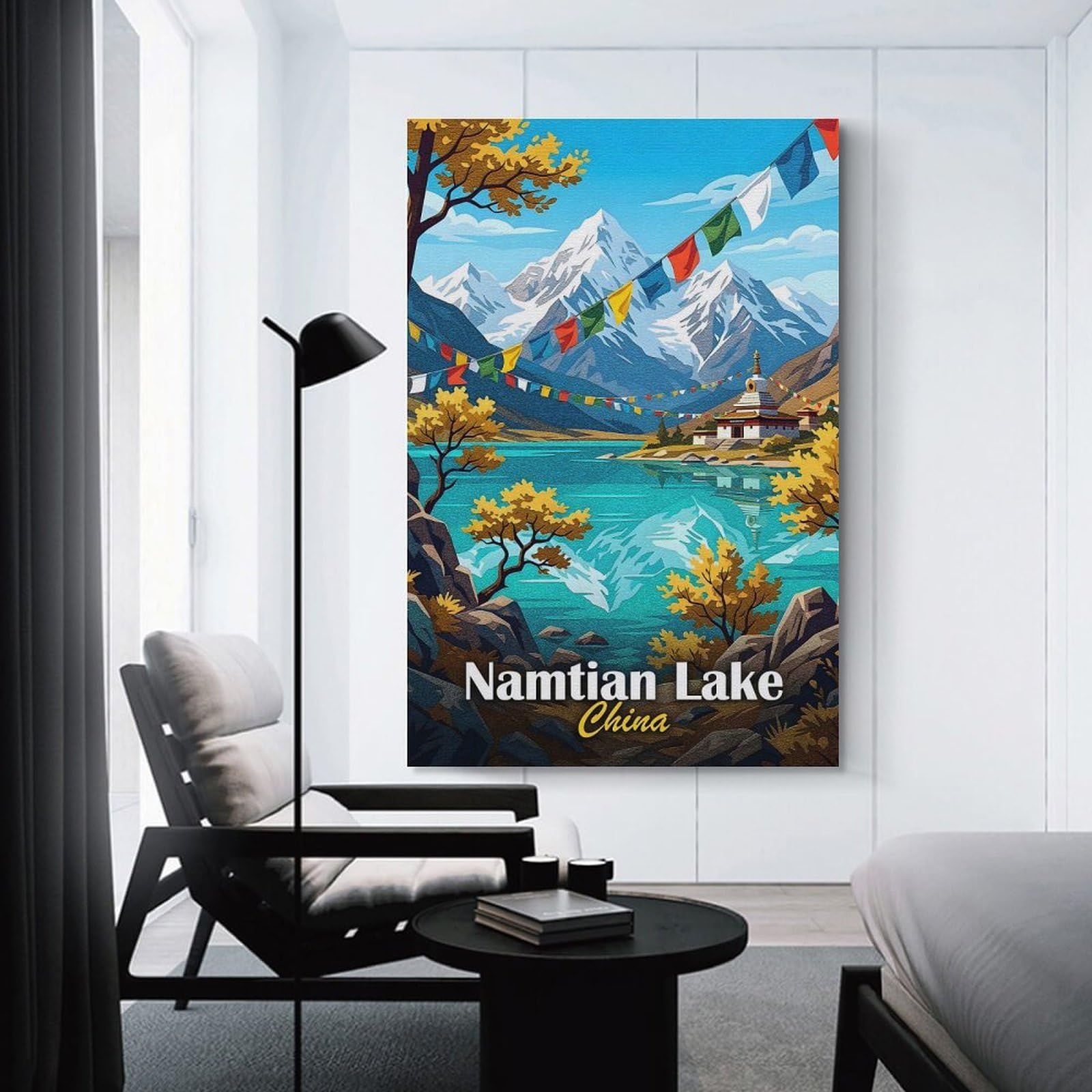 Junmoney Namtian Lake, China Landscape Art Canvas Wall Art, 24x36inch(60x90cm), for Wall Displays, Bedrooms Or Room Updates, Ideal for Building A Coordinated Art Wall