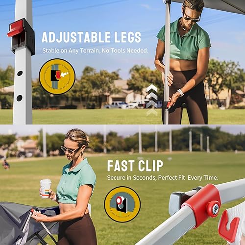 Miniatura 97 de CROWN SHADES - Toldo plegable instantáneo con bolsa de transporte para exteriores, 10 x 10 pies Azul