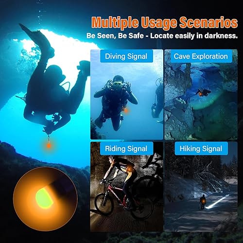 Miniatura 6 de ORCATORCH SD01 Mini tanque brillante, luz de señal de buceo estroboscópica de buceo, luz de señalización de buceo nocturna intermitente con batería