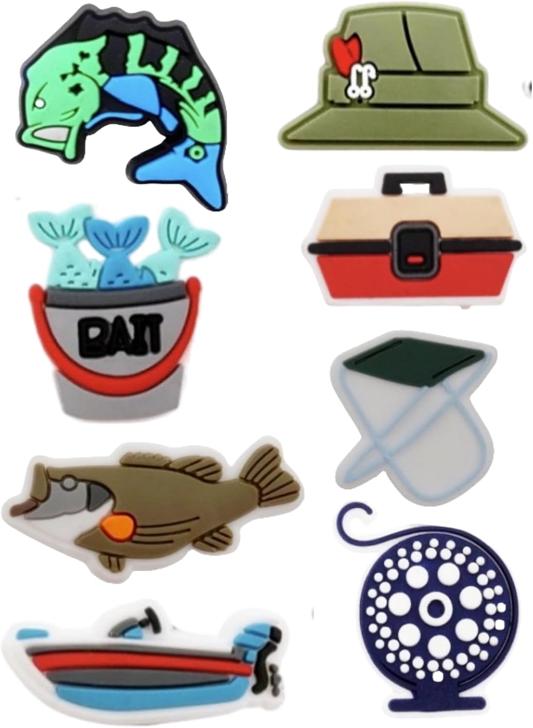 21PCS Fishing Shoe Decoration Charms, PVC Charms for Shoes Wristband Decor, Shoe Charm Accessories for Out of Home Party Supplies Gifts
