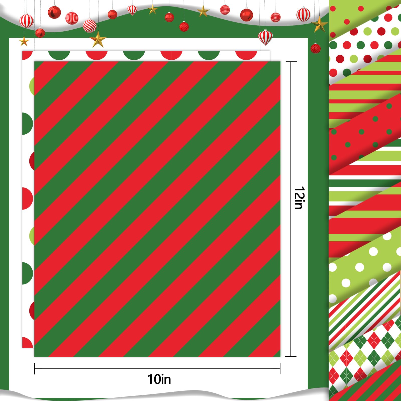 Whaline 12 Sheet Christmas Heat Transfer Vinyl Red Green Cartoon...