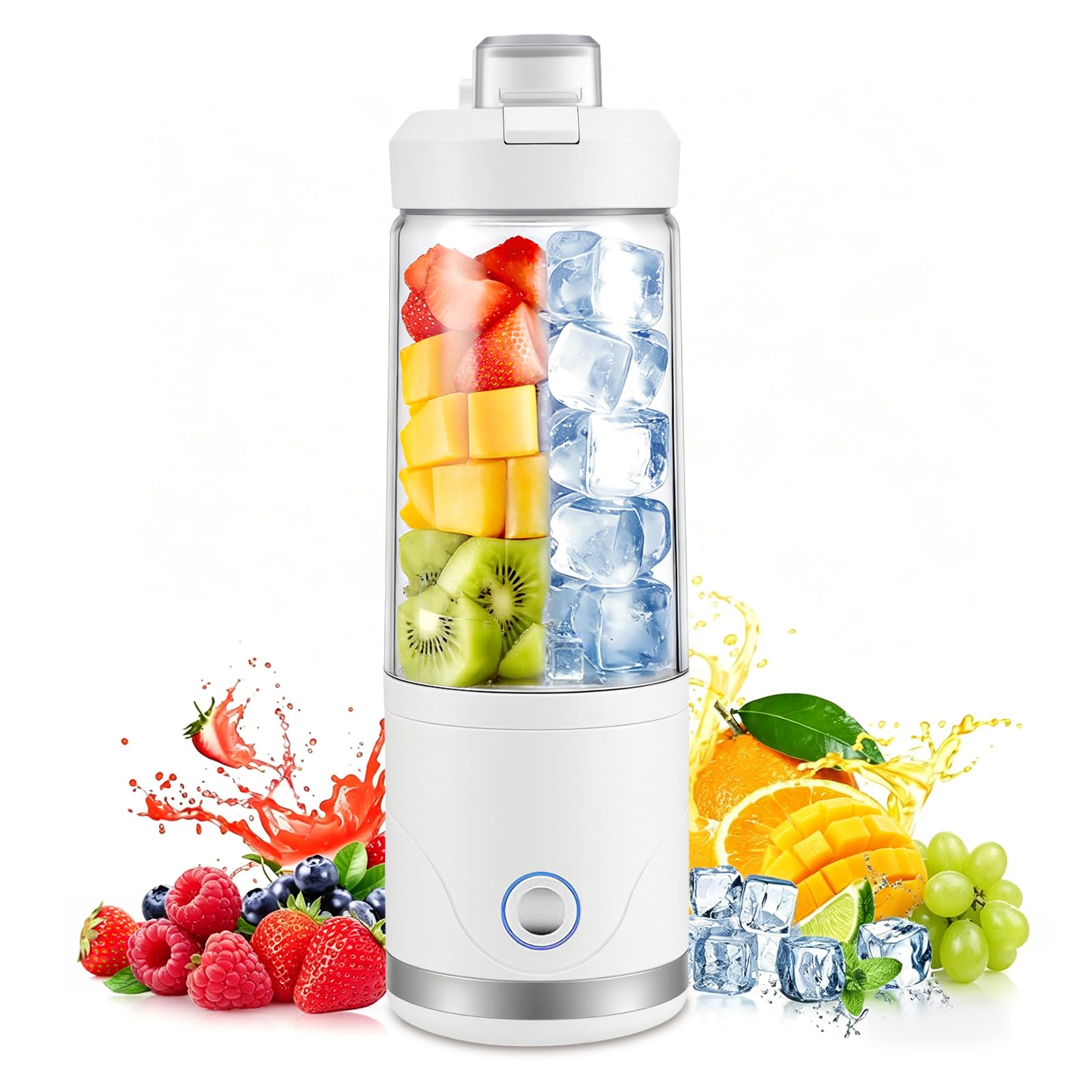 Frullatore portatile e smoothie maker to go, 650 ml, batteria da 4000 mAh, ricaricabile con USB-C, trita ghiaccio e frutta in 20 secondi, contenitore in Tritan senza BPA, frullatore senza fili per