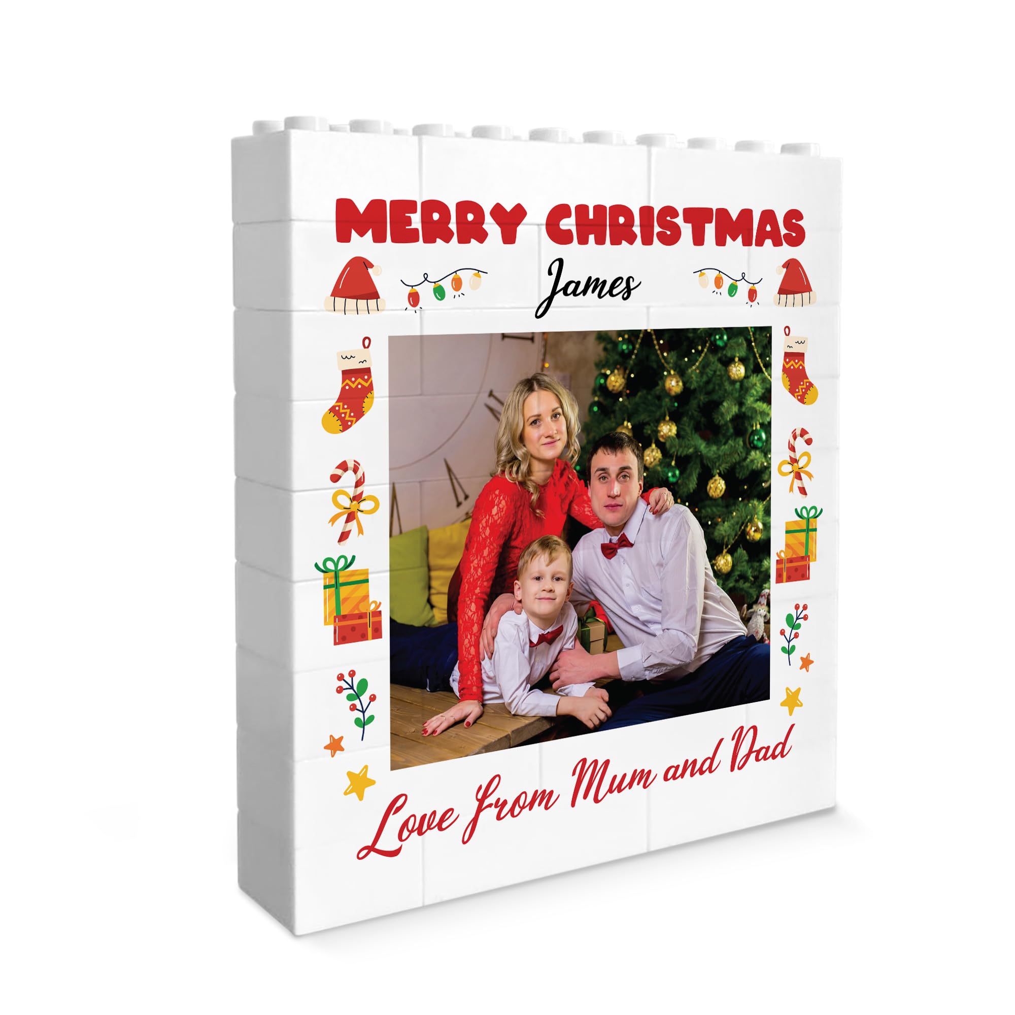 Red Ocean Personalised Merry Christmas For Son Daughter Brick Photo Block Puzzle For Him Her From Mum Dad Novelty Daughter Son