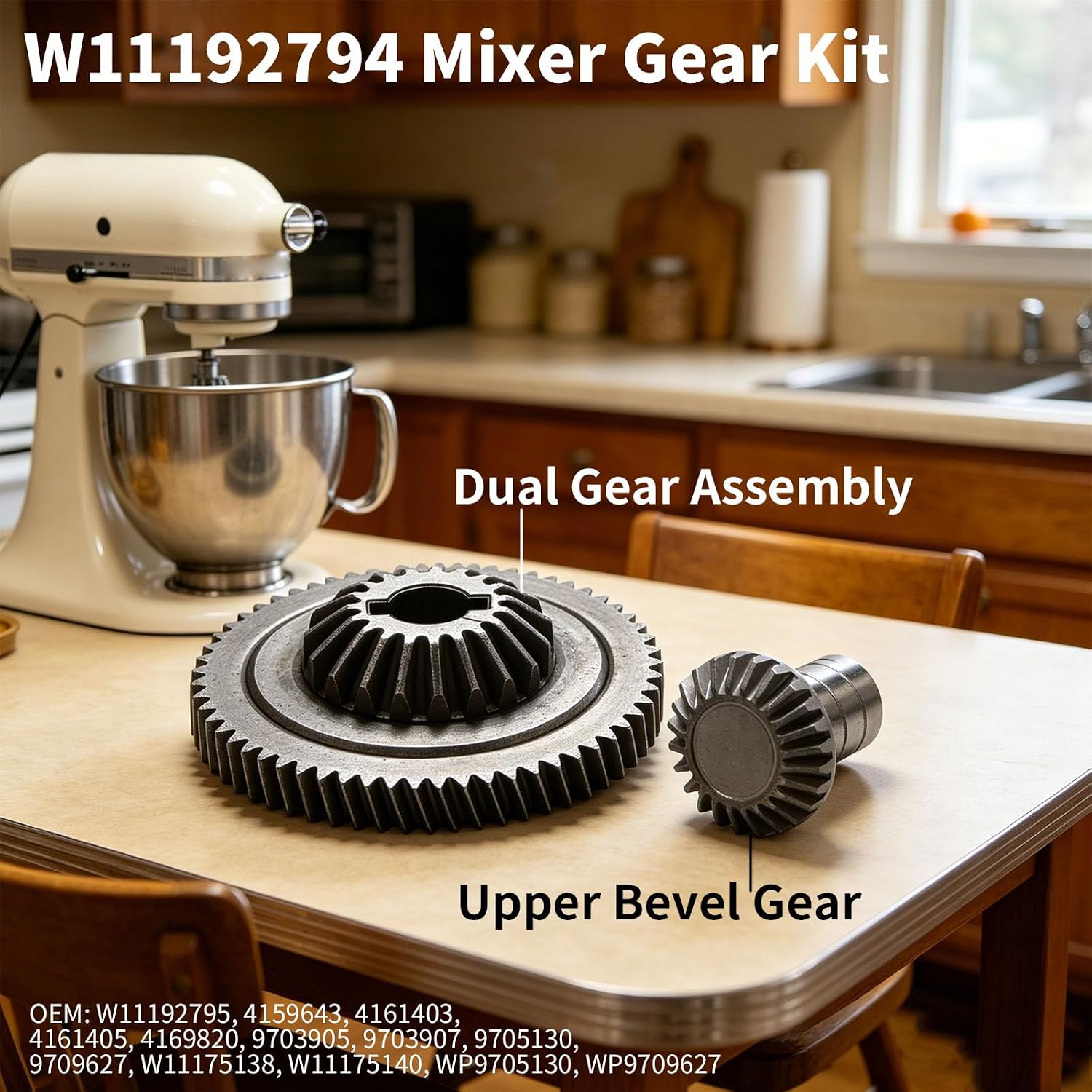Mixer Gear Hub Kit Replacement for KitchenAid 3KSM150PSTBW0 3KSM150PSTCB0 4K45SS Stand Mixer, W11192794 Worm Gear Repair Kit