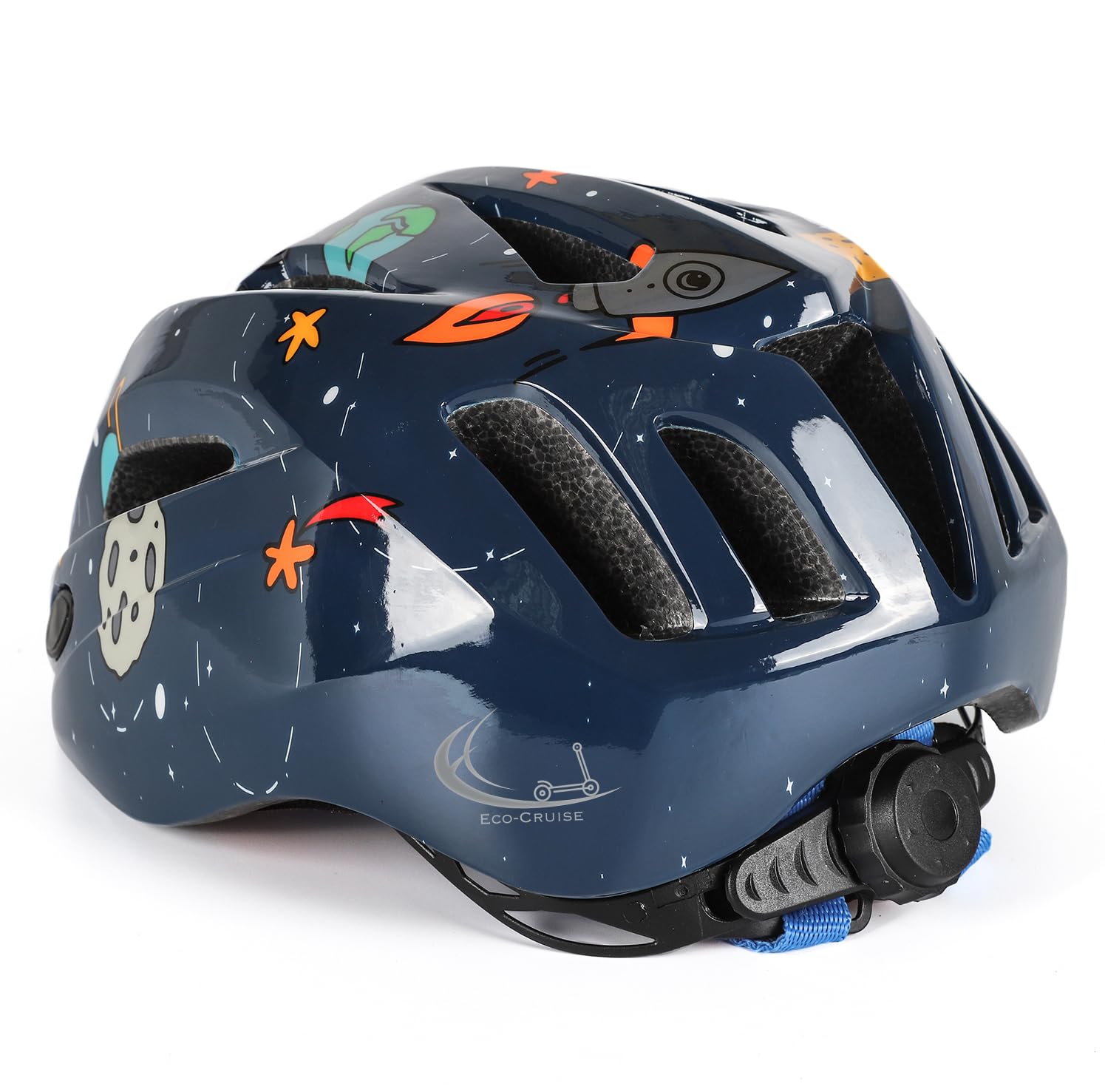 Eco-Cruise HT-20 Kids' Multi-Sport Helmet with Flashing Warning Lights | Shock-Resistant ABS + EPS, Adjustable Straps, Breathable Padding | Ideal for Cycling, Roller Skating Skateboarding (Blue)-image-34