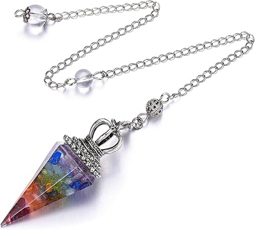 Top Plaza Cristal de péndulo de fluorita para bruja, piedras preciosas para radiestesia, péndulo de equilibrio de reiki, espiritual de 6 facetas,