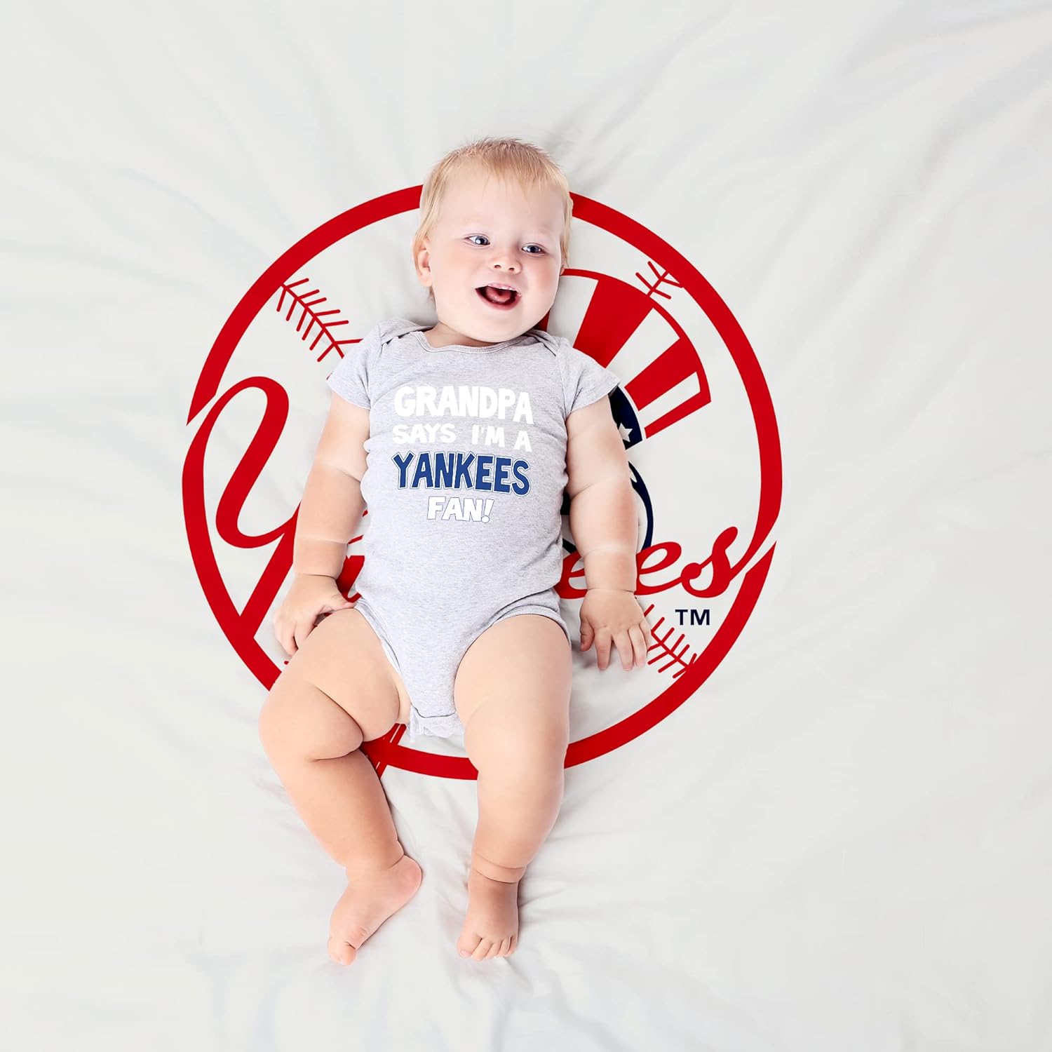 NanyCrafts Baby's Grandpa Says I'm a Yankees Fan Bodysuit, Baby Yankees Fan
