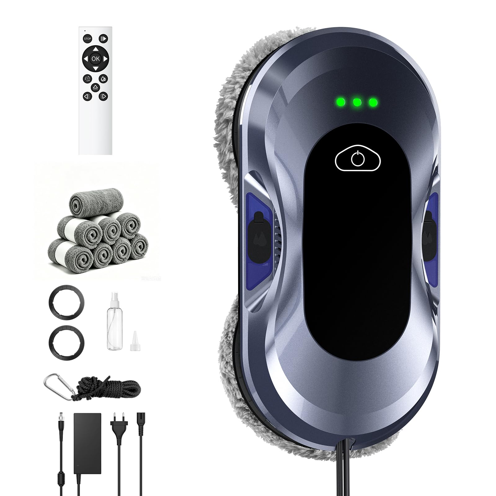 Robot Limpiacristales, Lavado de Ventanas con Doble Boquilla y Potencia | de Succión de 6000 Pa 2026 Mejorado, 3 Modos de Limpieza, Tanque de Agua 60ml, Limpia Cristales Electrico Ventanas - W22D