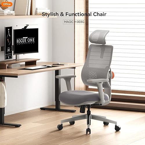 Miniatura 3 de Newtral Silla ergonómica de oficina con respaldo alto, silla de escritorio de oficina en casa con soporte lumbar de seguimiento automático,