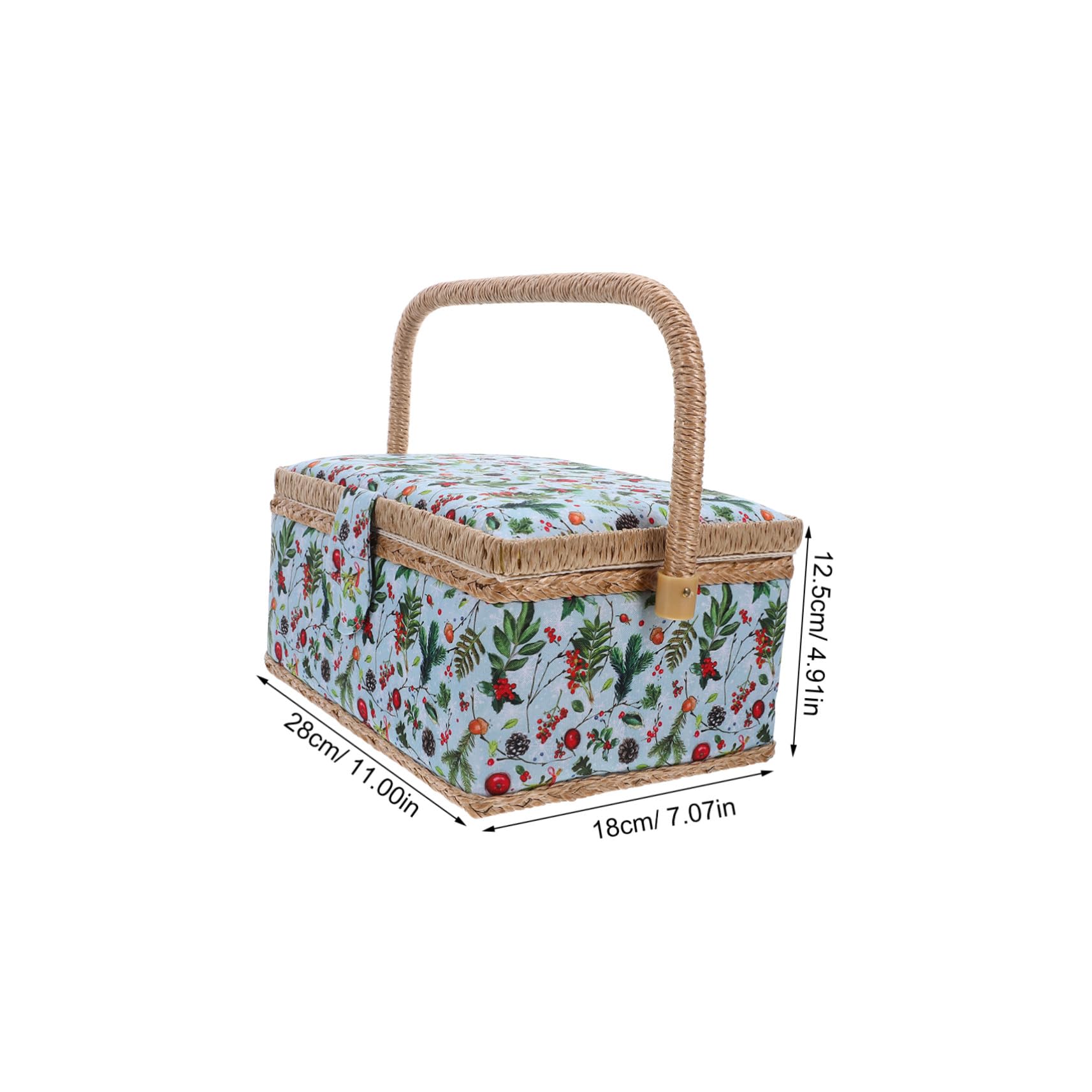 Cesta de Costura Grande con Diseño Navideño Organizador Portátil para Almacenamiento de Suministros de Costura Caja con Asa para Bordado Casa y Viajes