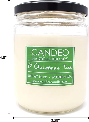 Miniatura 4 de O' - Vela perfumada en tarro de árbol de Navidad, 14 onzas, fabricada con cera de abejas, coco y soja, hecha a mano en los Estados Unidos Candeo