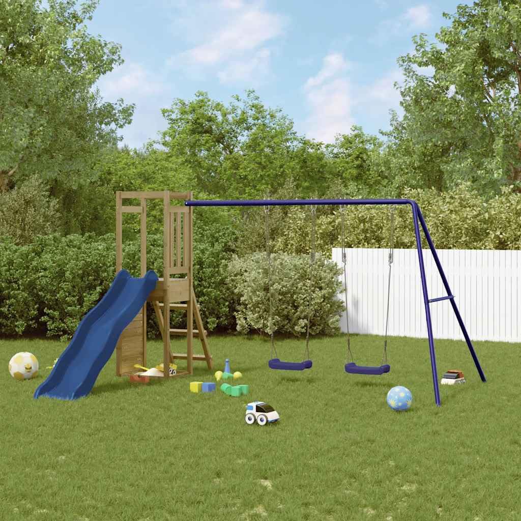 vidaXL Parque Infantil de Exterior Madera de Pino impregnada, Juego de Columpios de jardín, casa de Juegos con Columpio, Juego de Columpio y tobogán