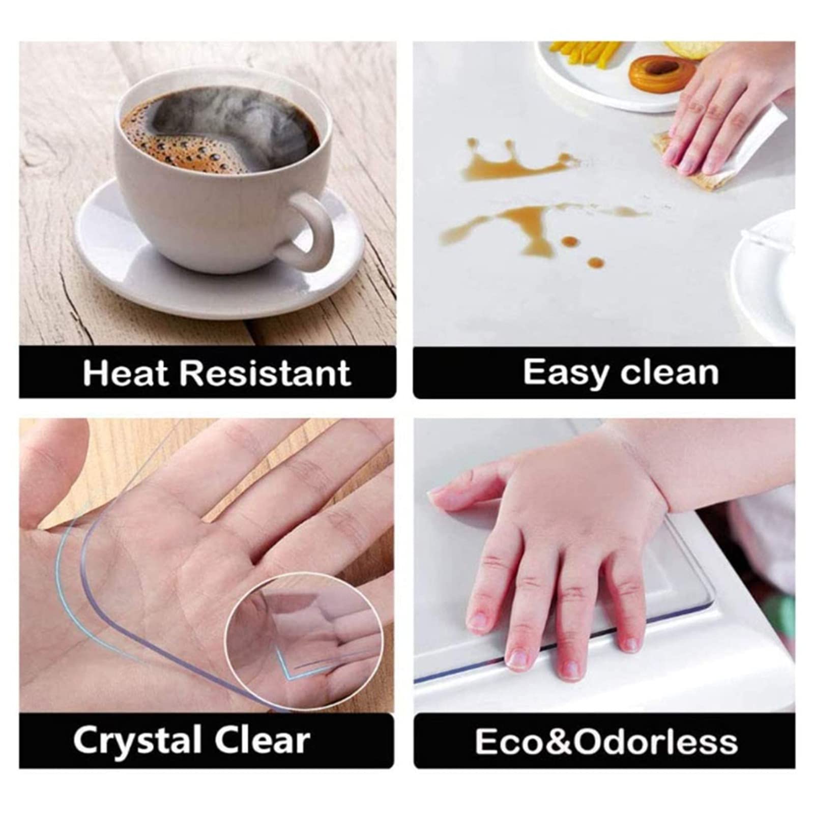 TMGJ Transparent PVC Folie Tischdecke 3mm Tischfolie Schutzfolie Tischschutz Wasserdicht, Abwaschbar,Für Restaurant,Garten,Esszimmer,Büro,Unterstützung Der Anpassung(Size: 100x300cm/39x118in)