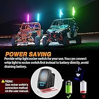 Vista 4 de Nilight - 2 luces de látigo LED RGB en espiral de 2 pies con control remoto por RF, luz de persecución/baile RGB, látigos de antena iluminados