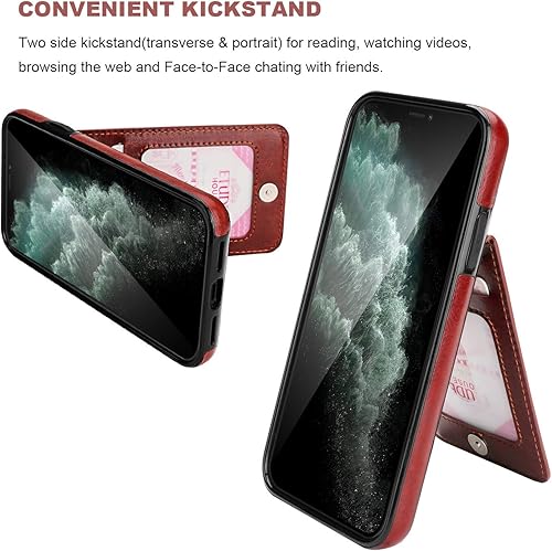 Miniatura 5 de KIHUWEY Funda tipo cartera para iPhone 11 Pro Max con soporte para tarjeta de crédito, cierre magnético de cuero de alta calidad, resistente funda