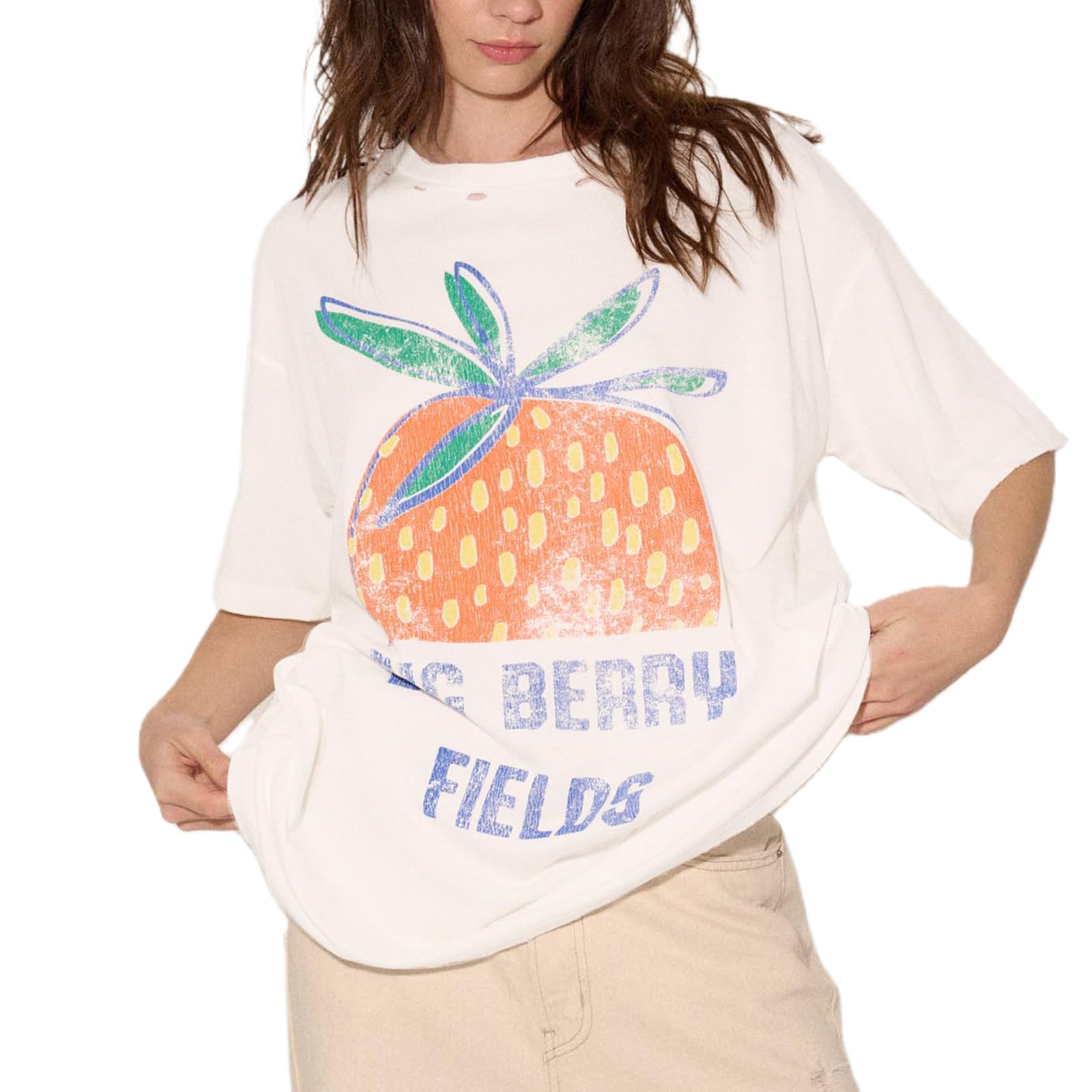 Photo 1 of **NEEDS CLEANING**Womens Oversized Vintage Flower Graphic Tees Tops Dupes Y2k California Aesthetic Baggy Doop T-Shirts Fruit Coastal Summer People Clothes L