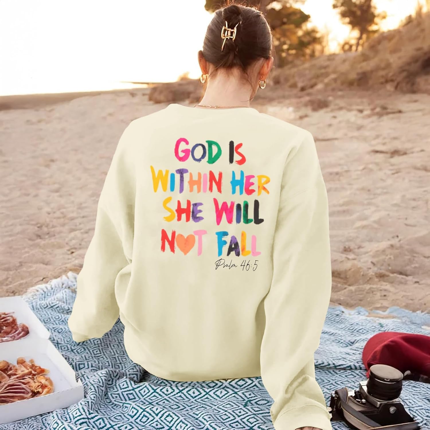 Christian God Is Within Her Sweatshirts Women Jesus Faith Bible Verse Shirts Oversized Inspirational Hoodie Pullover - Image 3