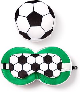 Relaxeazzz Football Round Plush Travel Pillow & Eye Mask - S