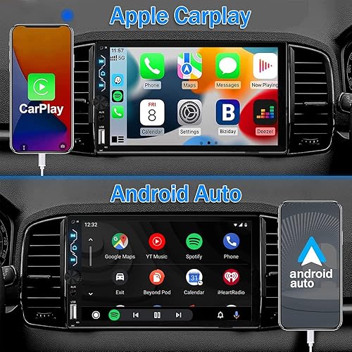 Miniatura 3 de Leadfan Estéreo de auto de doble DIN con cámara de tablero, pantalla táctil Full HD de 7 pulgadas, receptor de audio para automóvil, compatible con