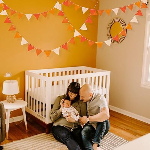 Miniatura 7 de Decoraciones de Fiesta Naranja - Banderines Mini de Triángulo Colgante de Feltro Ombre para Cumpleaños, Boda, Baby Shower, Otoño, Acción de Gracias,