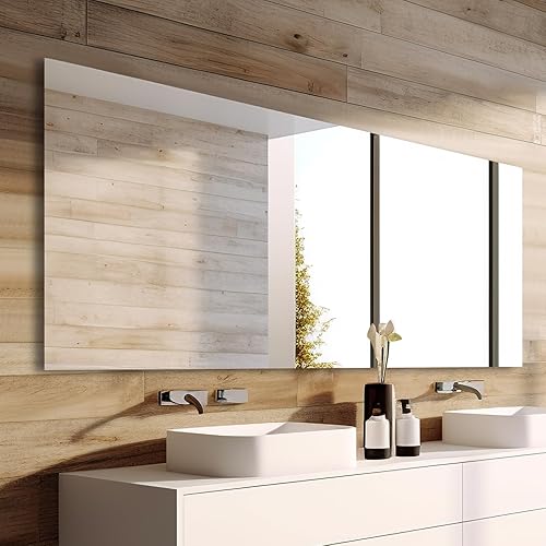 Large Vanity Mirror 72" x 36", Bathroom Vanity Mirror with Frameless Polished Edge, Hangs Horizontally or Vertically. Upgraded Shatterproof Bathroom Mirrors for Wall.