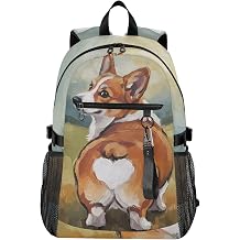 susiyo Work Bags for Women 20L Laptop Backpack Corgi Butt Love Artwork Daypack Dog Lover Playful Funny Waterproof Weekender Tan Chestnut Sage Lightweight Bag