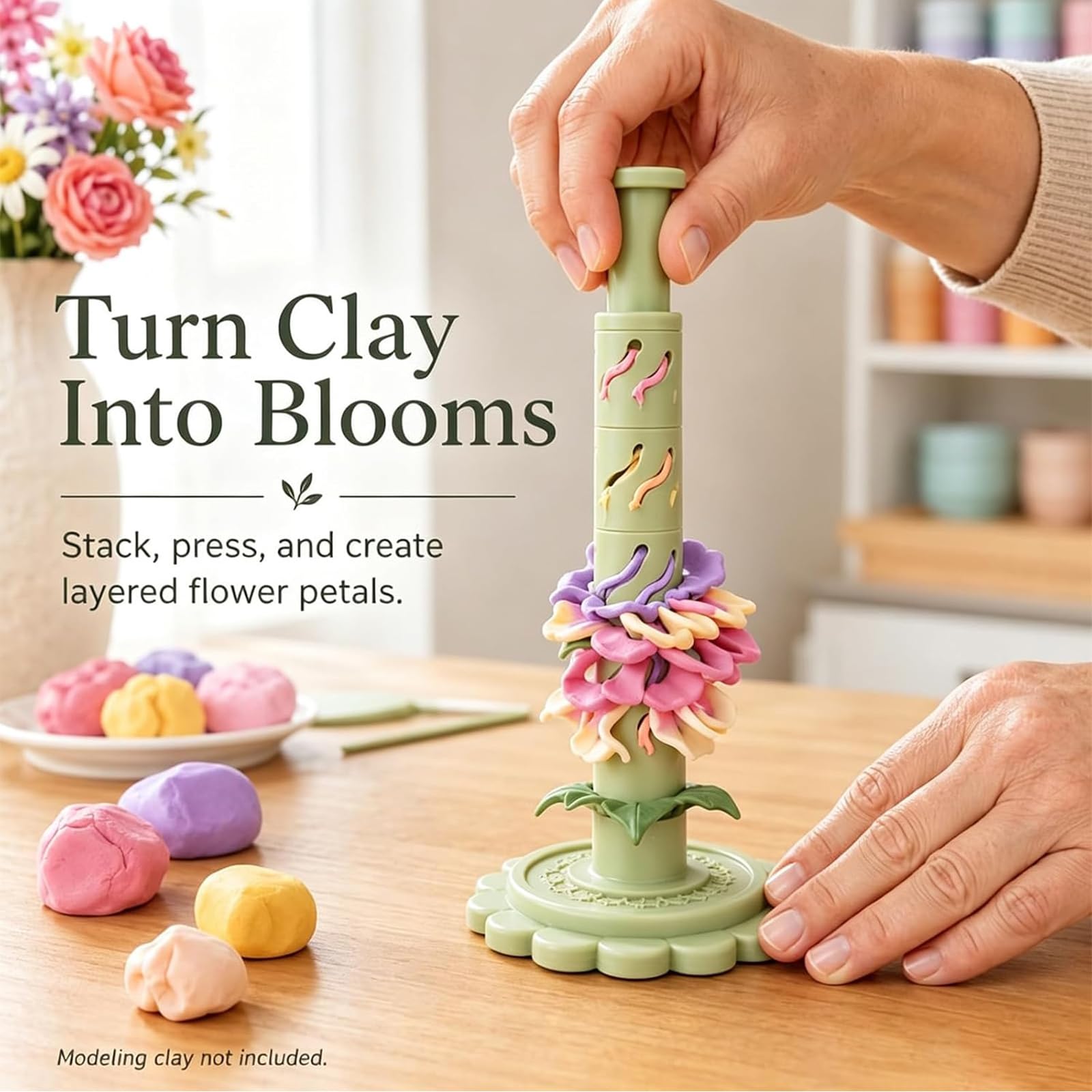 Kit fai da te per la creazione di fiori in argilla, modulare con stampo a pressione per creare composizioni floreali uniche, perfetto per attività domestiche e in classe