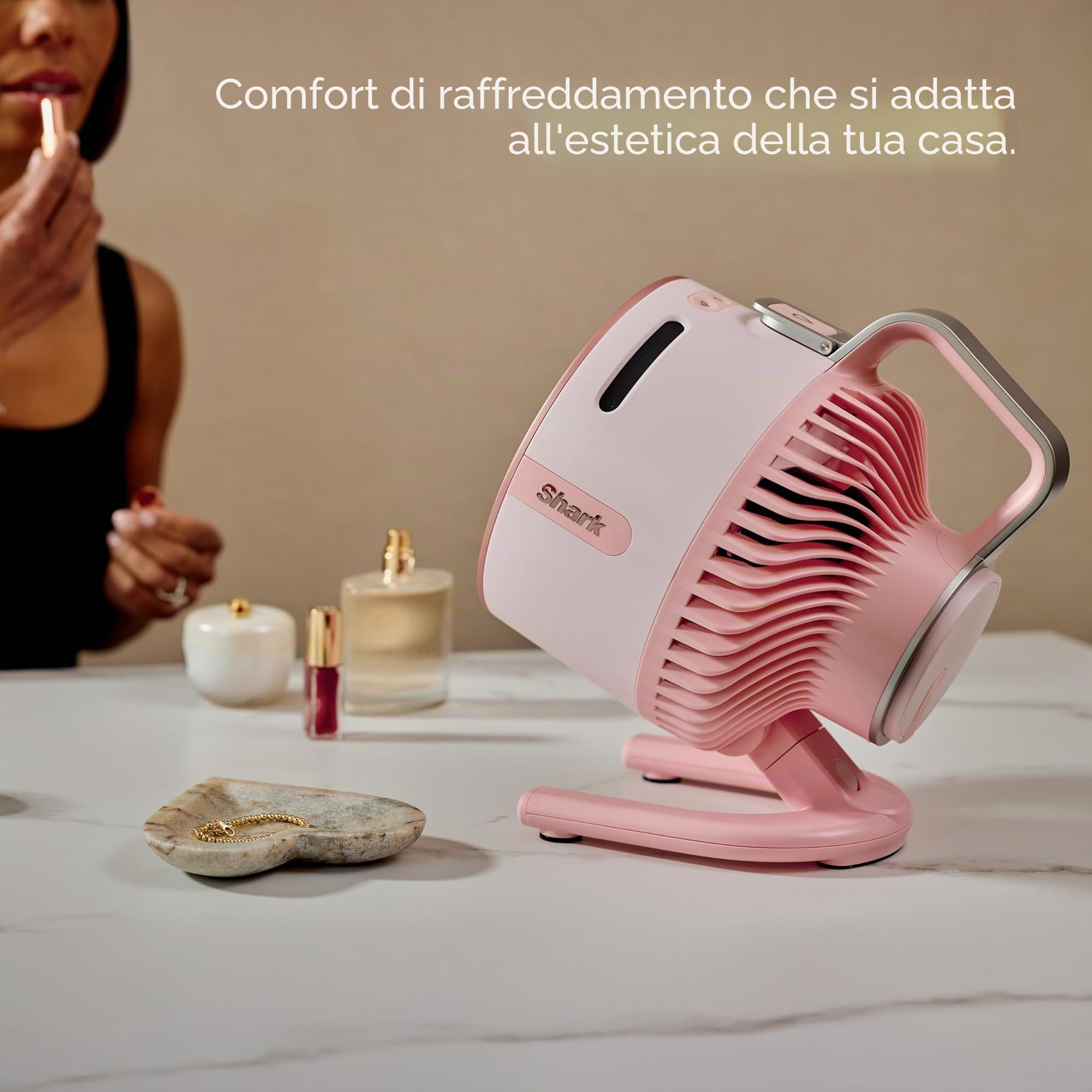Ventola Shark FlexBreeze HydroGo Pro, potente ventilatore portatile, per interni ed esterni, nebulizzazione evaporativa a secco con filo e cordless, 5 velocità, autonomia prolungata della batteria
