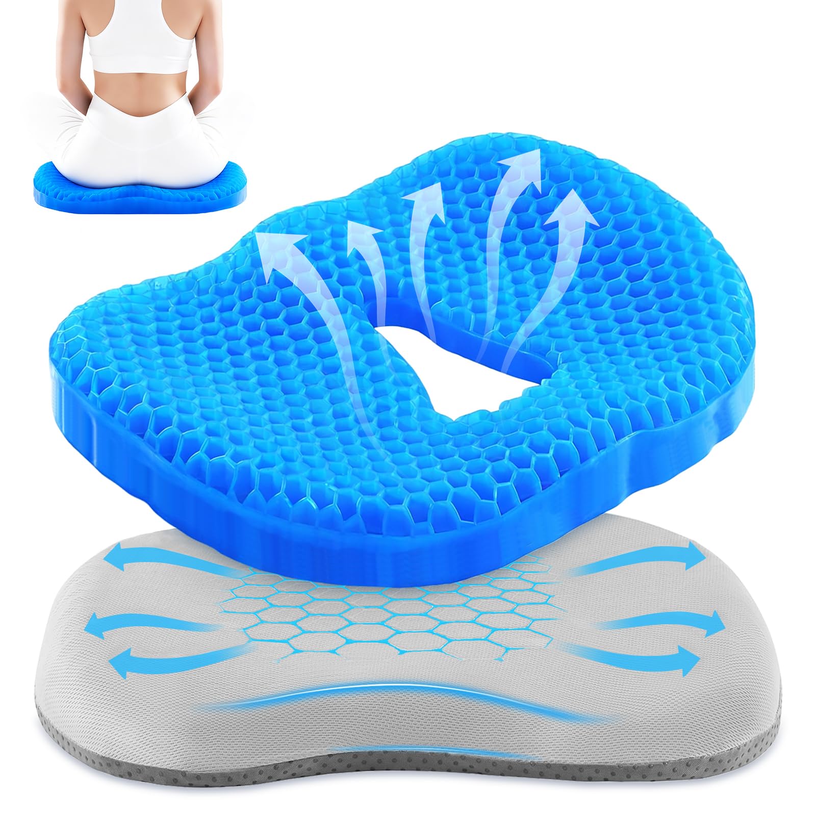 Amazon.co.jp: Hanaura ゲルクッション 大きい ハニカム構造 蒸れない