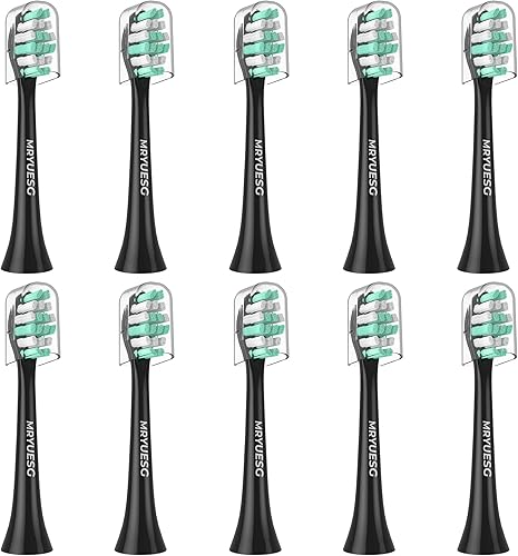 MRYUESG Cabezales de repuesto compatibles con Philips Sonicare, 10 unidades, cabezal de cepillo de dientes eléctrico para Phillips, color negro
