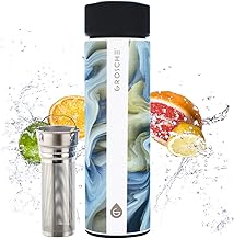 GROSCHE Chicago Soft Touch (Saturn) Fruit Infuser Water Bottle Double Walled Tea Infuser Bottle Vacuum Insulated Stainless Steel Water Bottle Vacuum Flask 450 ml/ 15.2 fl. Oz Extra Long Tea Infuser
