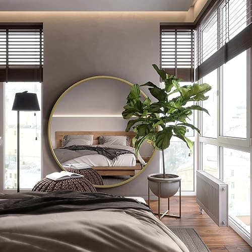 Miniatura 6 de Espejo redondo de pared, espejo circular grande de 18 pulgadas para baño, entradas, salas de estar, baño, vestuario