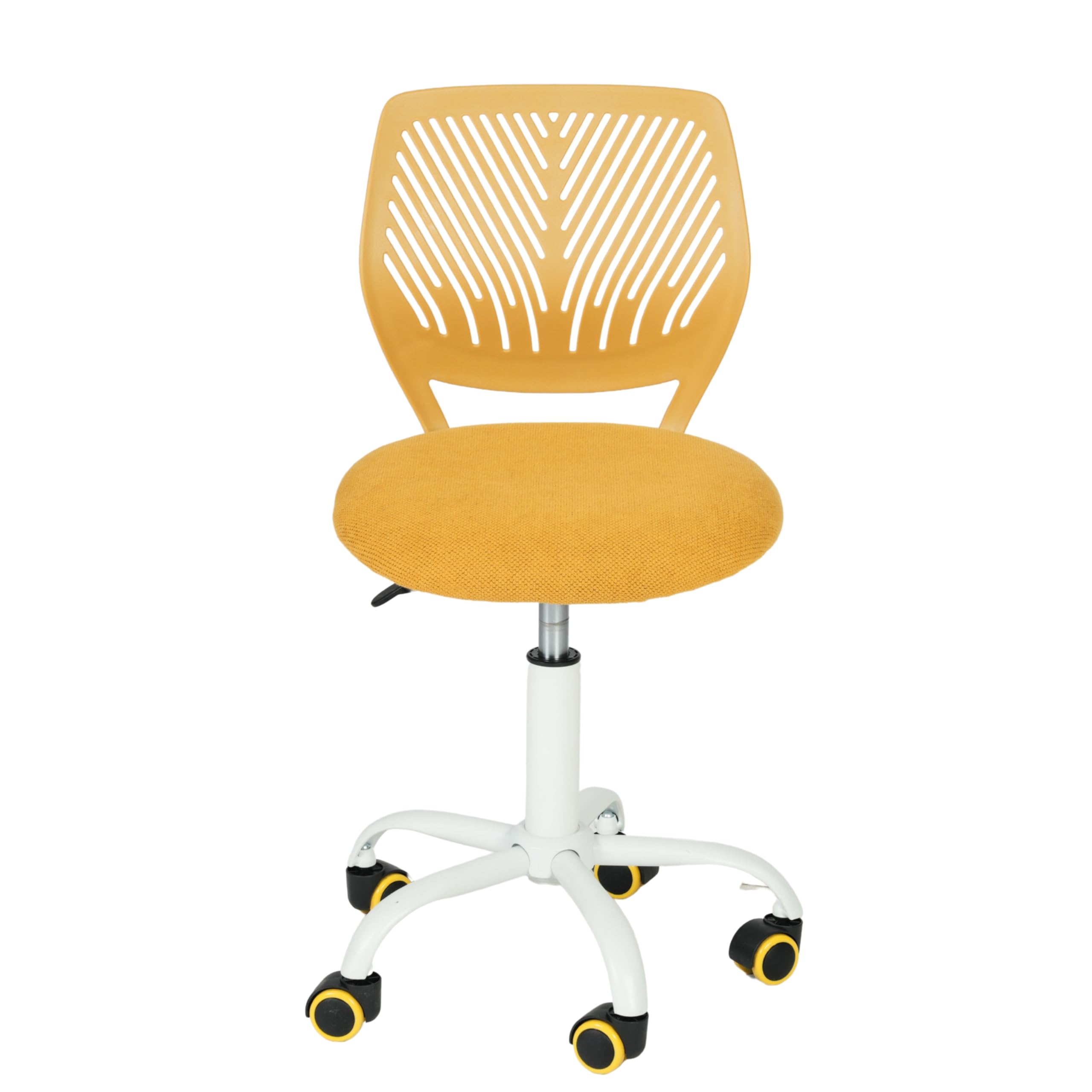 FurnitureR Kompakter Klassenstuhl, ergonomischer Sitz für Schule, Rückenlehne aus atmungsaktivem Netzgewebe, höhenverstellbar, Zeichenzimmerstuhl für Kinder, leicht zu bewegen, 360 °, Gelb