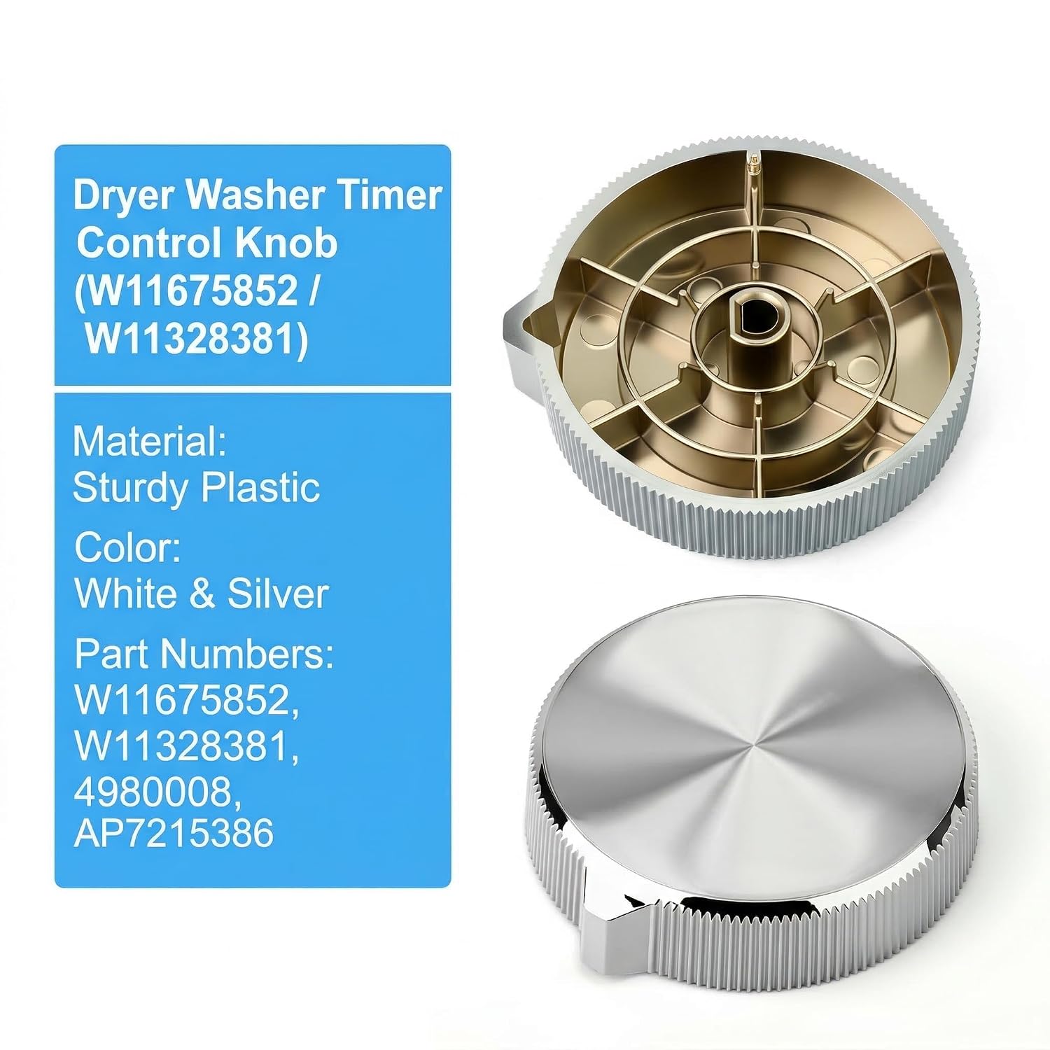 5PCS W11675852 Dryer Knob Replacement, Compatible with Whirlpool Maytag Dryer Control Knob, Replaces W11328381 AP7215386