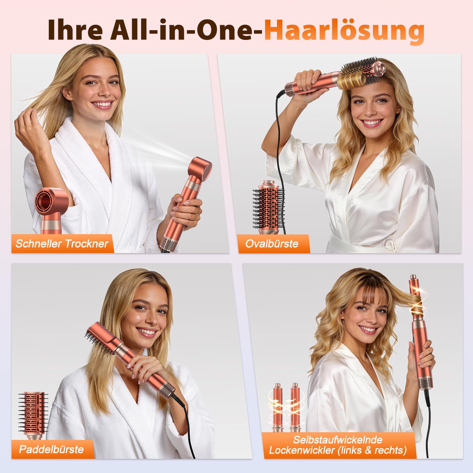 5-in-1-Föhnbürsten, Abnehmbares Styling-Werkzeug Zuhause, Reisen und Salon | Upgrade-Haartrockner & Föhnbürste & 32MM Lockenwickler & Paddelbürste, Heißluft-Styling-Tools Volumen-Glätter Lockenstab
