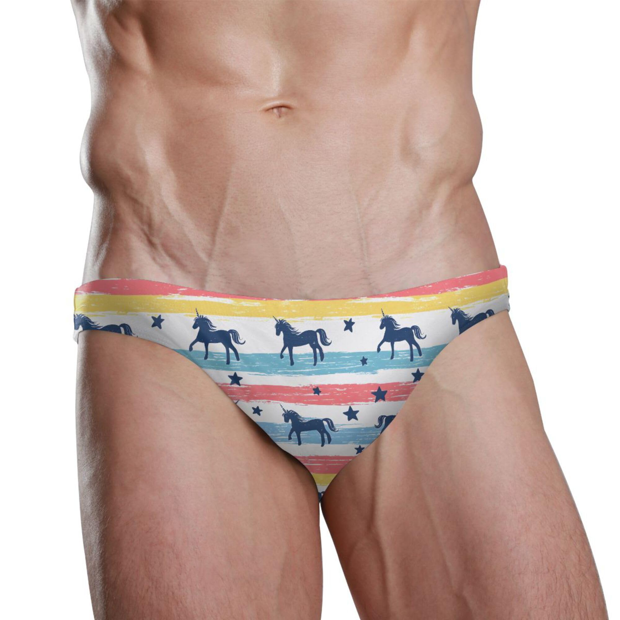 Rainbow Unicorn Cute Swim Briefs for Men Swimsuit Bikini Swimwear S B0403672