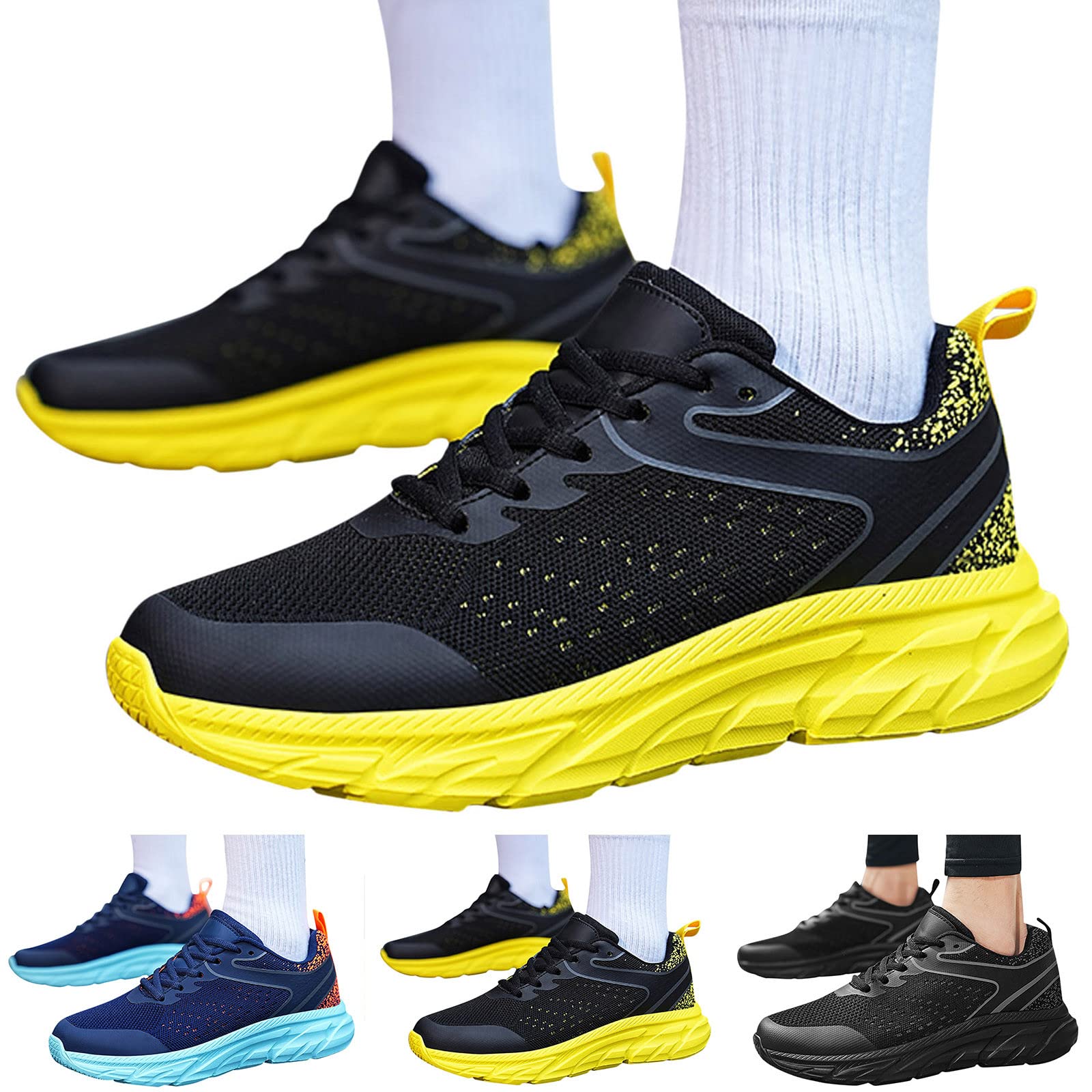 Laufschuhe Herren rutschfest, Sneaker Herren Mit Schnürsenkel, Sportschuhe Atmungsaktiv Freizeitschuhe Sportlich Turnschuhe Flache Sohle Joggingschuhe Bequeme Halbschuhe Modern Trainers