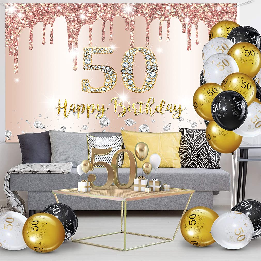 Striscione 'A Metà Verso I 100' Per 50° Compleanno - Glitter Oro, 1,1 Metri - Foto 6