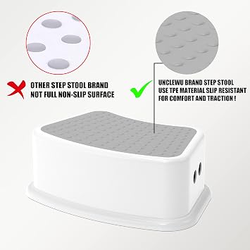 Step Stool for Kids (2 Pack) Toddler Potty Training Stool with Non-Slip Grip, Lightweight Step Up Stool for Bathroom, Kitchen, Bedroom, Toy Room & Living Room (Gray White)