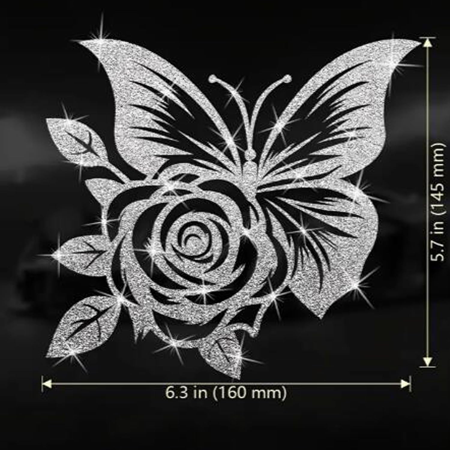 2pcs Butterfly Rose Sparkling Sunflower Self-Adhesive PVC Rainbow Glittery Decal Sticker for Cars, Laptops, Trucks, Motorcycles Wall Window Luggage Scratch Cover Door Multi-Surface Decor Sticker - Image 6