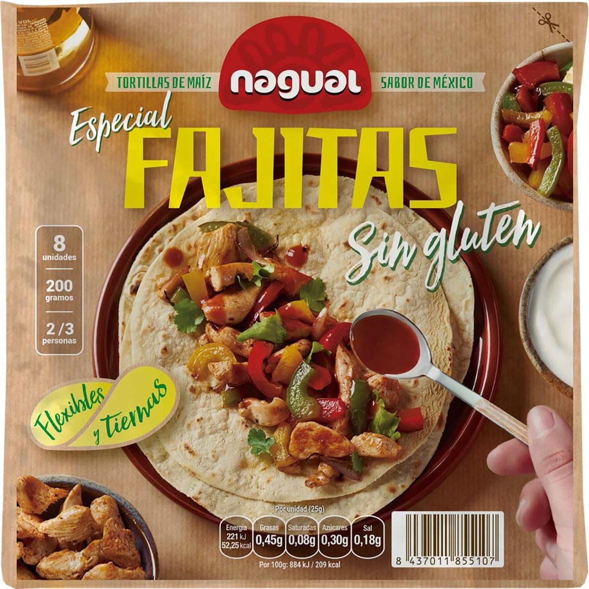 Tortillas de maíz artesanales sin gluten envase 8 unidades