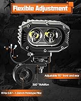 Vista 3 de UNI-SHINE Z4F+69 Luces LED Cubo Pod de 4 Pulgadas con Soporte de Abrazadera Universal, Luces de Conducción Todoterreno y Antiniebla para Camión