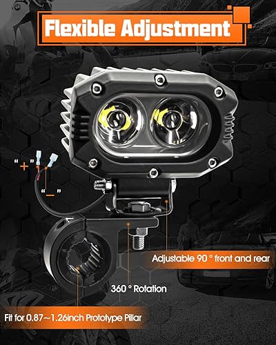 Miniatura 3 de UNI-SHINE Z4F+69 - Luces LED de 4 pulgadas con soporte de abrazadera universal, conducción todoterreno y luces antiniebla para camión, ATV, UTV,