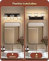 Vista 3 de EDISHINE Bathroom Vanity Light Fixtures, 3-Light 20.47'' Crystal Bathroom Lighting Fixtures Over Mirror, Modern Wall Sconce for Powder Room