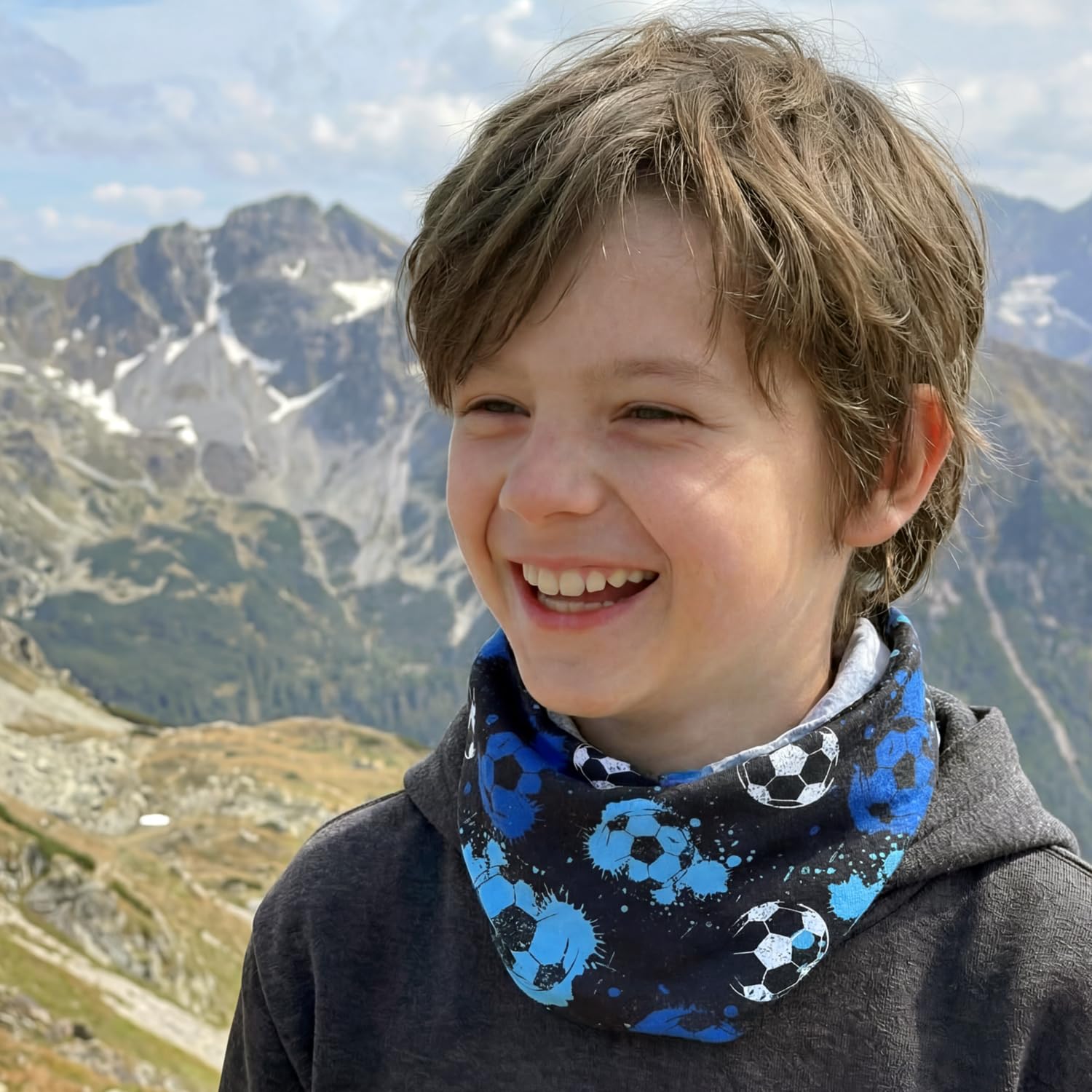 Wollhuhn Leichter Jersey-Loop Kinder Erwachsene Handmade in Germany - Wendbar Zweilagig Baumwolle - Schlauchschal Übergangszeit Frühling Herbst Sommer