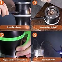 Vista 5 de Kit de ahumador de cóctel de whisky, chips de madera de 4 sabores, 3 niveles de salida de humo, fumadores a la antigua, juego de ahumar bebida