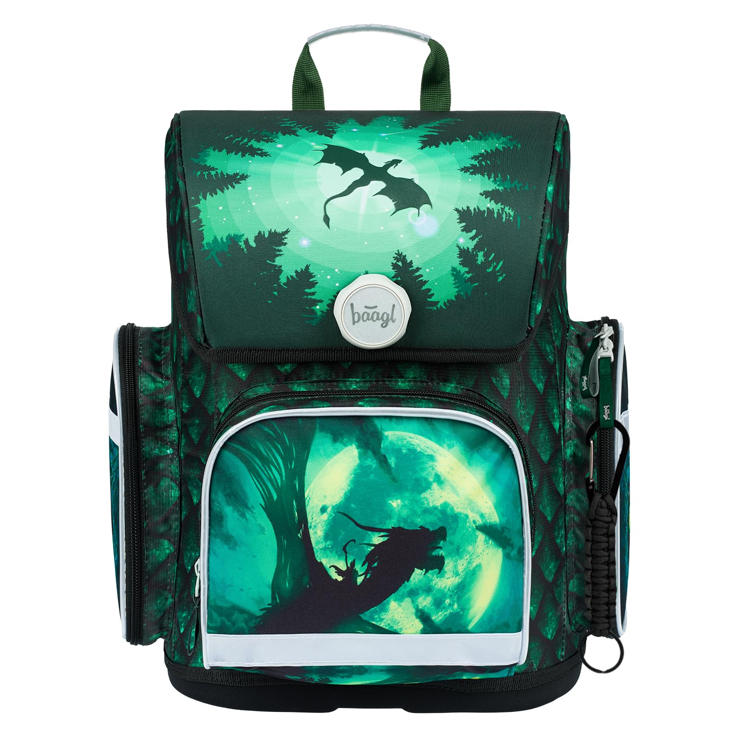 Baagl Mochila escolar para niños y niñas para 1ª clase (o 2ª clase), mochila escolar Ergo para niños y niñas, mochila escolar ligera con correa para el pecho, dragón, 39 x 27 x 17 cm, De moda
