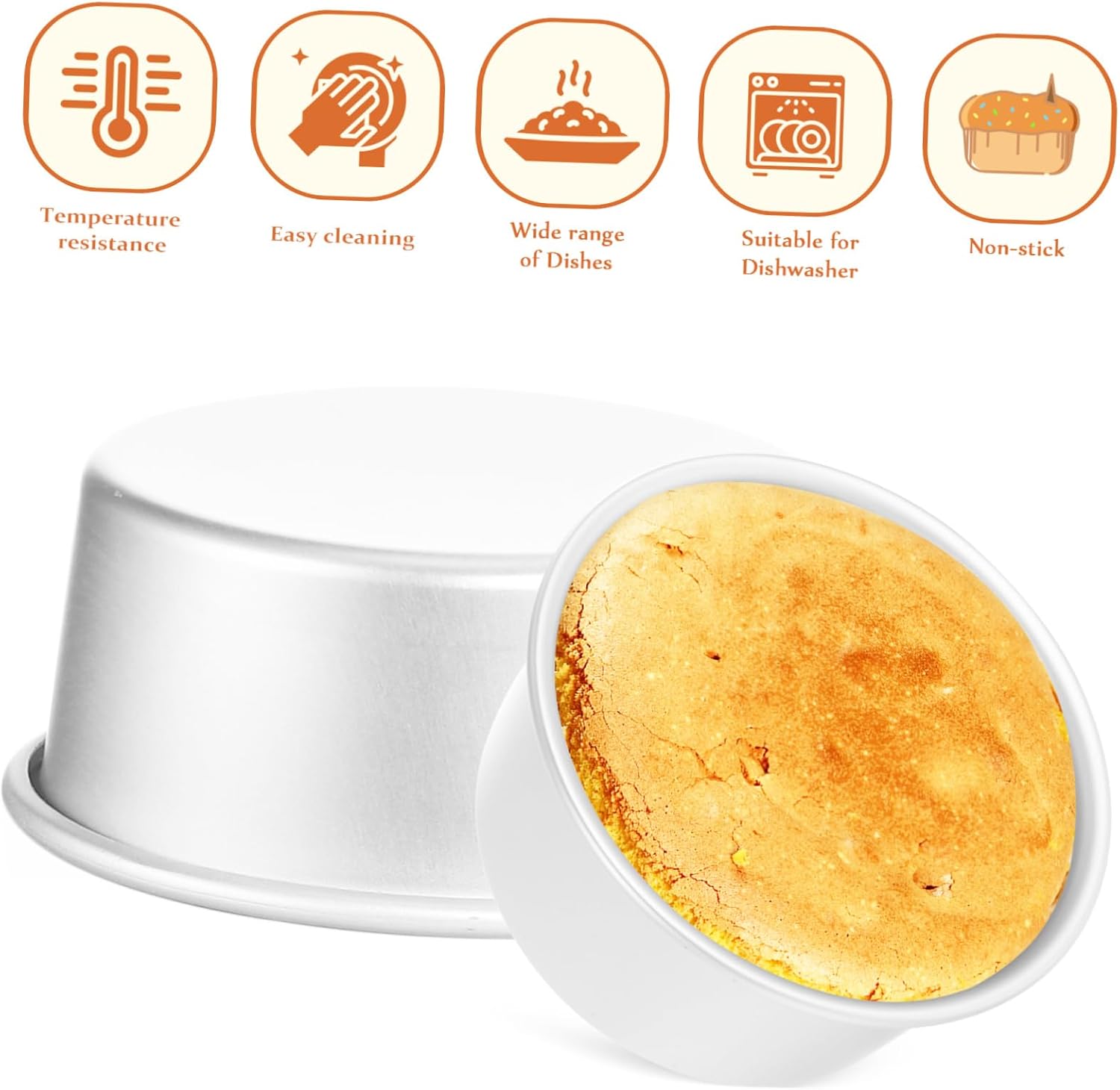 3pcs Round Cake Molds Aluminum Baking Pans Nonstick Cheese Cake Molds for Wedding Easy Release Versatile